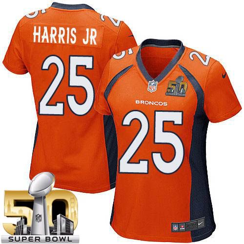 Nike Broncos #25 Chris Harris Jr Orange Team Color Super Bowl 50 Women's Stitched NFL New Elite Jersey